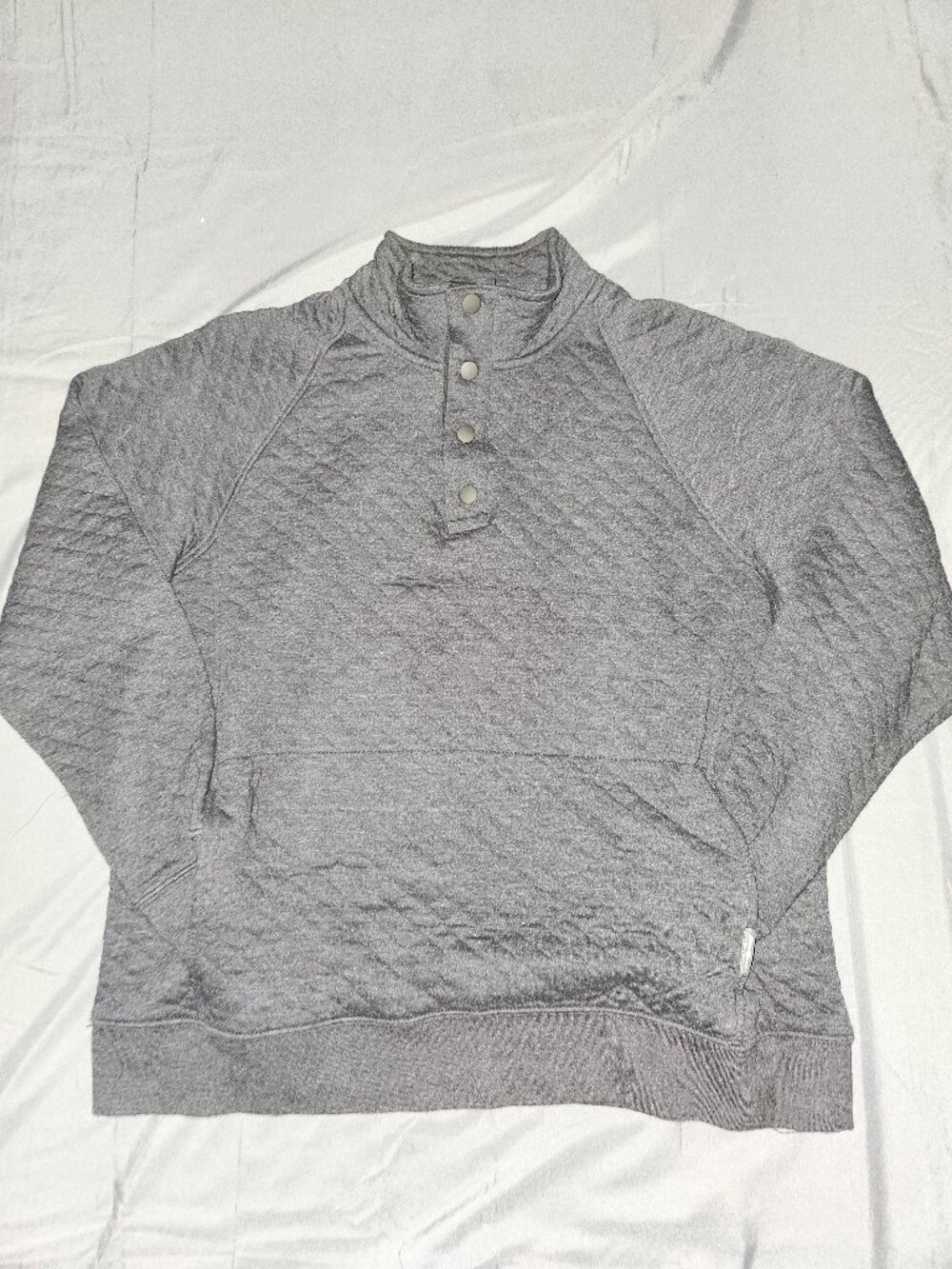 Eddie Bauer Mens Quilted Quarter Snap Pullover Sweatshirt Gray Medium M Outdoor